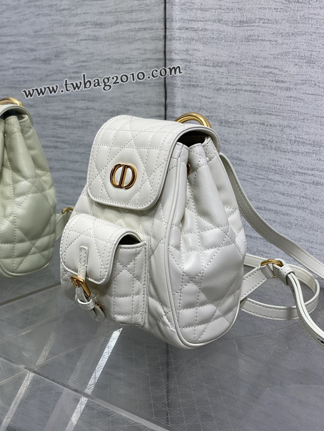 Dior专柜新款迪奥高仿原单白色Caro秋冬系列小号双肩包 djfk1251